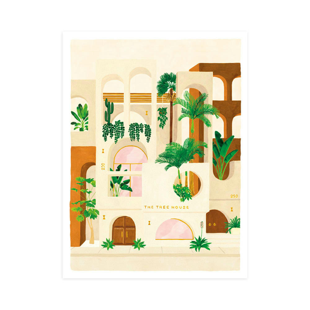 - Affiche illustrée d'une maison de Tulum au Mexique 30x40 cm