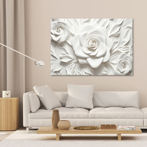 Feeby Obraz na płótnie, Biały kwiat róży 3D 60x40