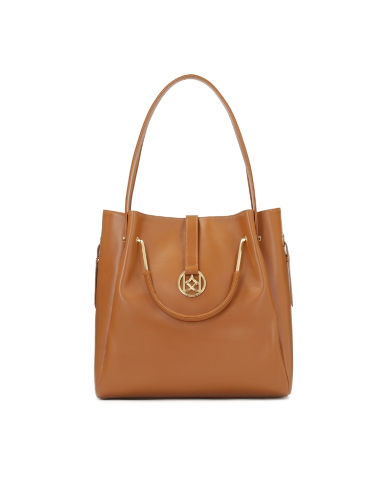 Large leather handbag with double handles