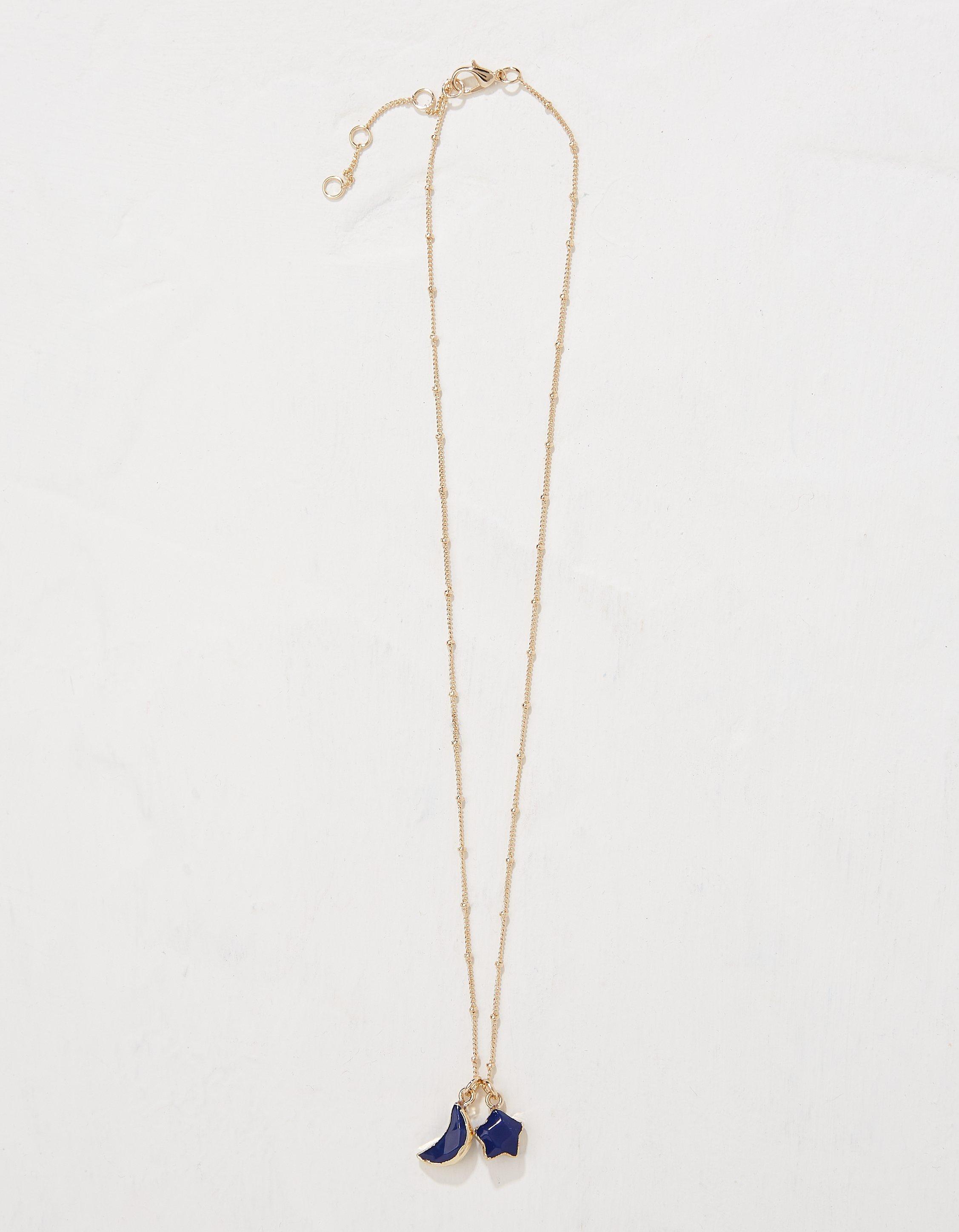 Moon and Star Pendant Necklace