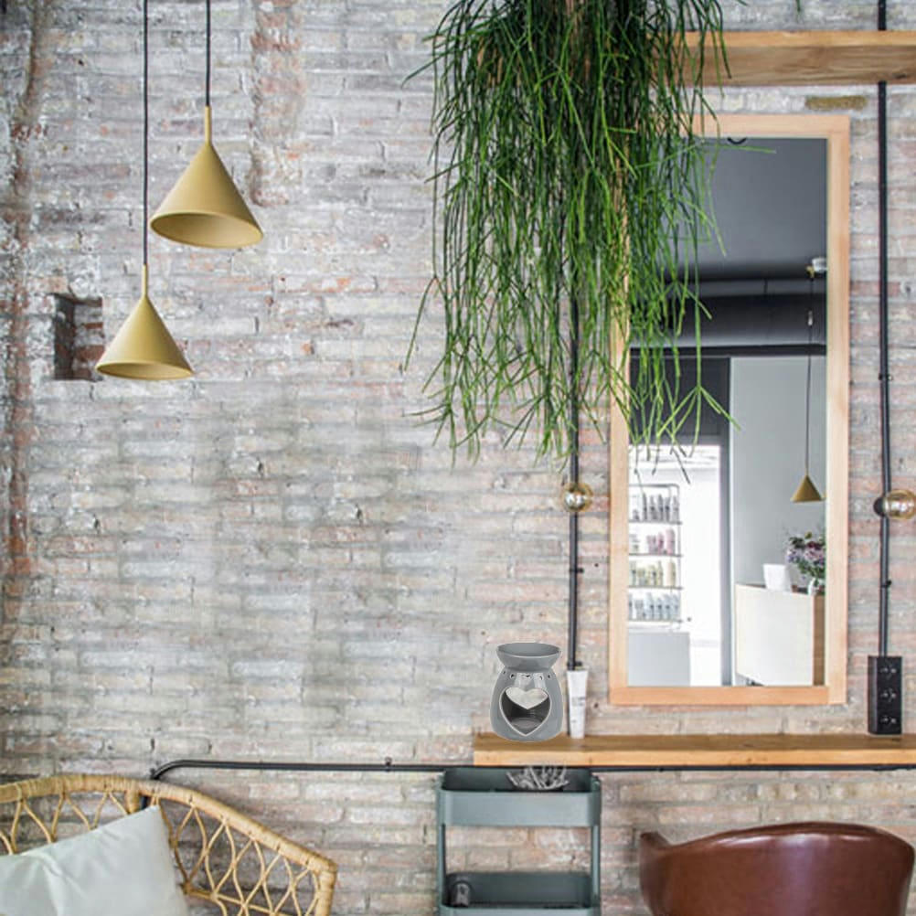 - Brûle-Parfum Coeurs gris en céramique