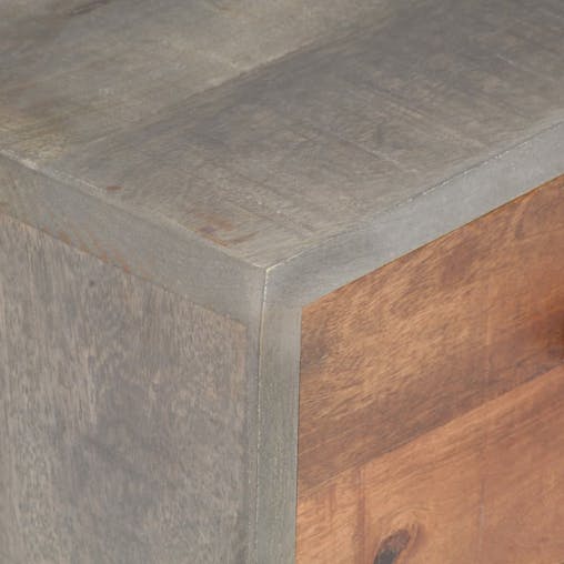 NNEVL Bedside Cabinet Grey 40x30x50 cm Solid Rough Mango Wood
