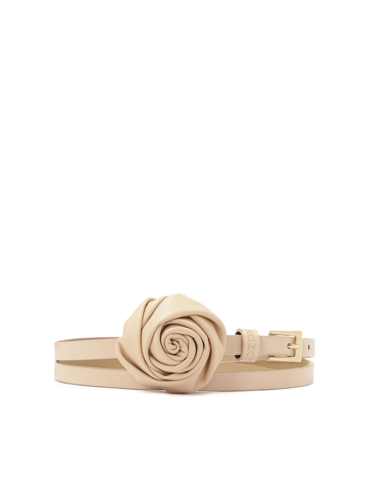 Beige belt with floral motif