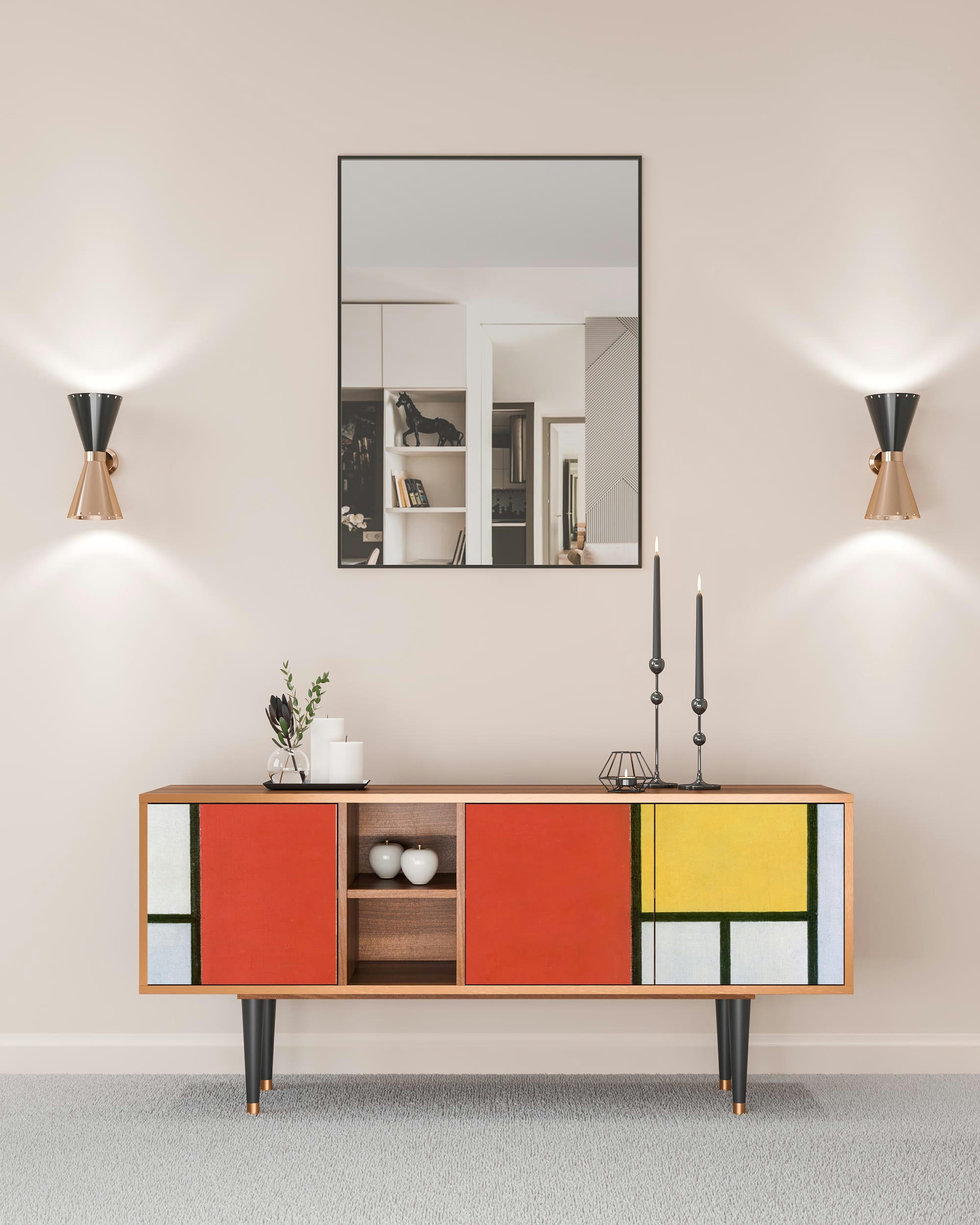 - Meuble TV  multicolore 3 tiroirs L 150 cm