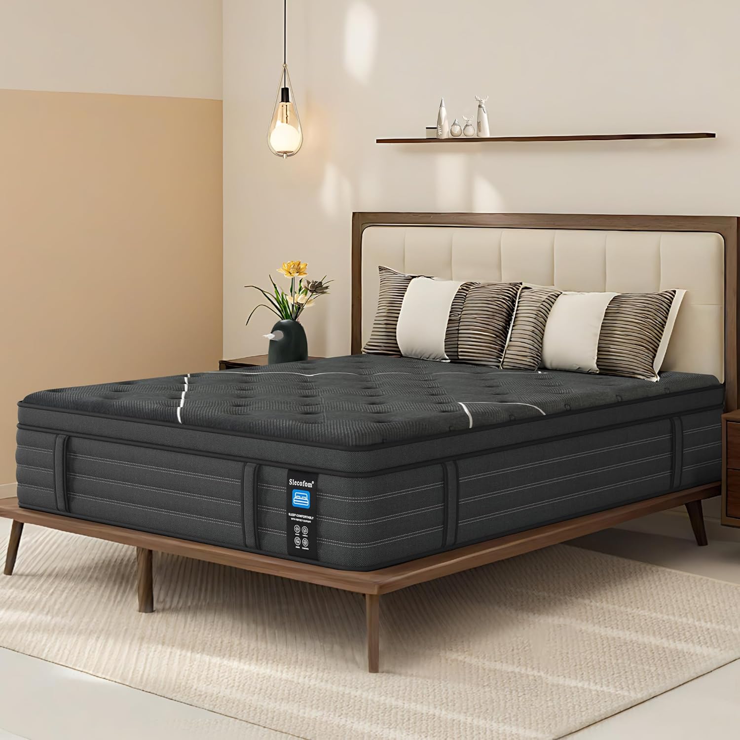 Extra Firm King Mattress，14 inch Gel Memroy Foam Hybrid Mattress for Extra Lumbar & Hip Support - Foam Encased Solid edge - Extra Firm Dual Side Flippable - Fiberglass-Free, CertiPUR-US Certified