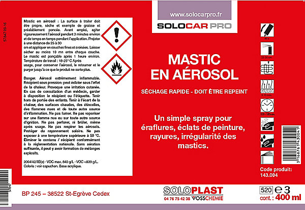 Mastic en aérosol 400 ml coloris gris