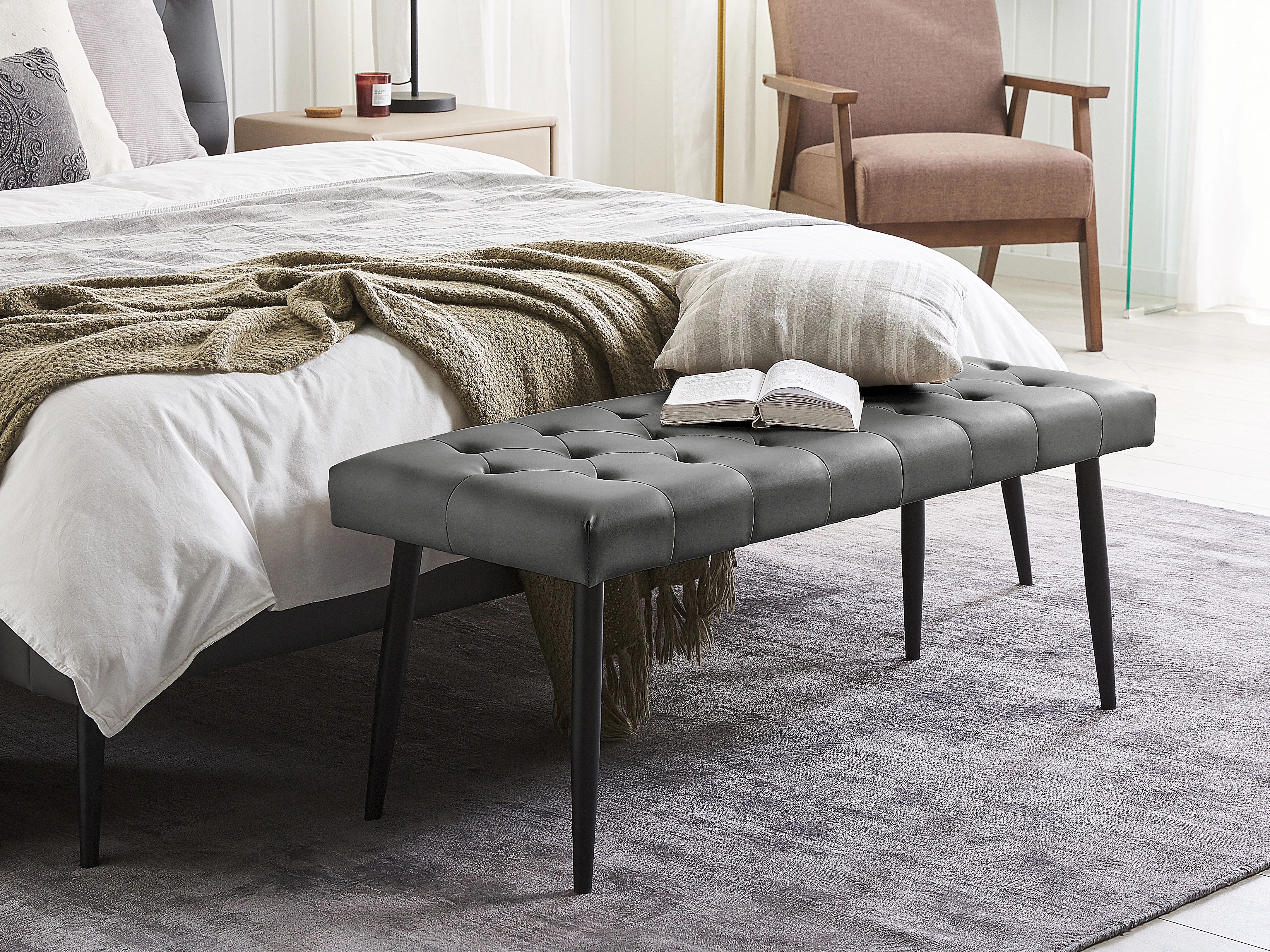 Upholstered Bench ESSONNE Faux Leather Grey
