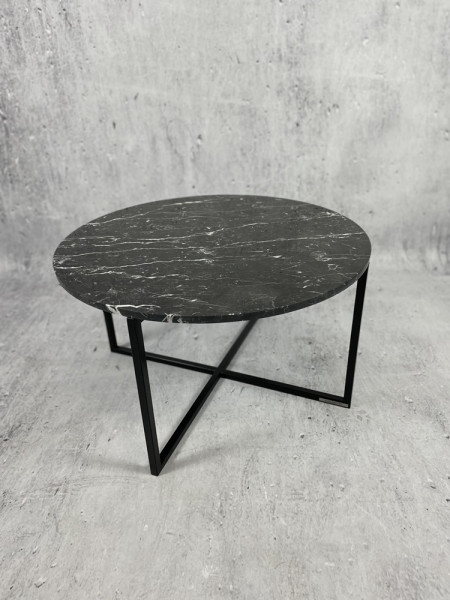 Stolik Kawowy Okrągły z Marmurem Nero Marquina DRITTO - 11