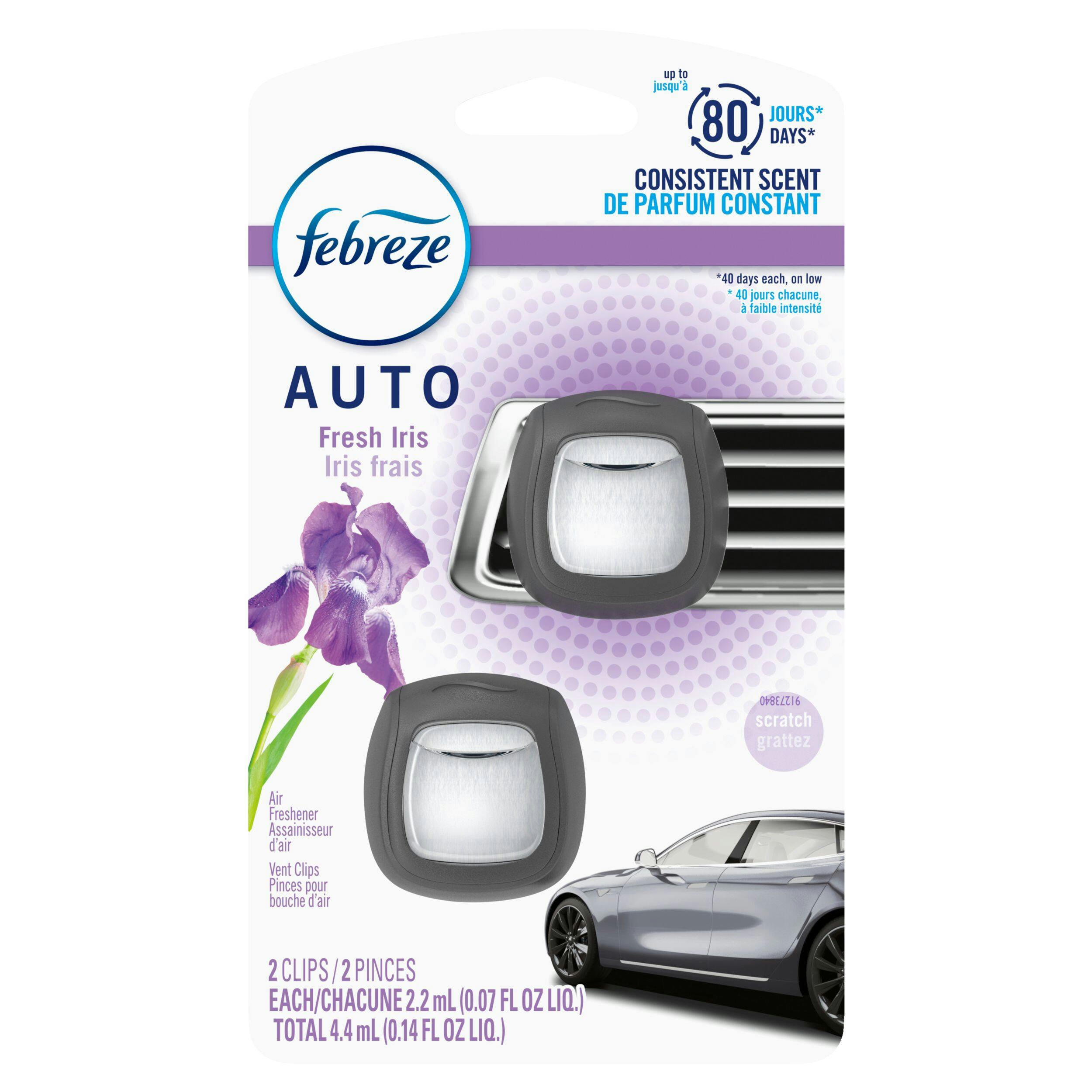Febreze Auto Fresh Iris Vent Clip Air Freshener, 2-pk