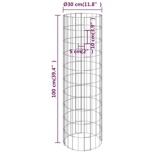 NNEVL Circular Gabion Raised Beds 3 pcs Galvanised Steel &Oslash;30x100 cm