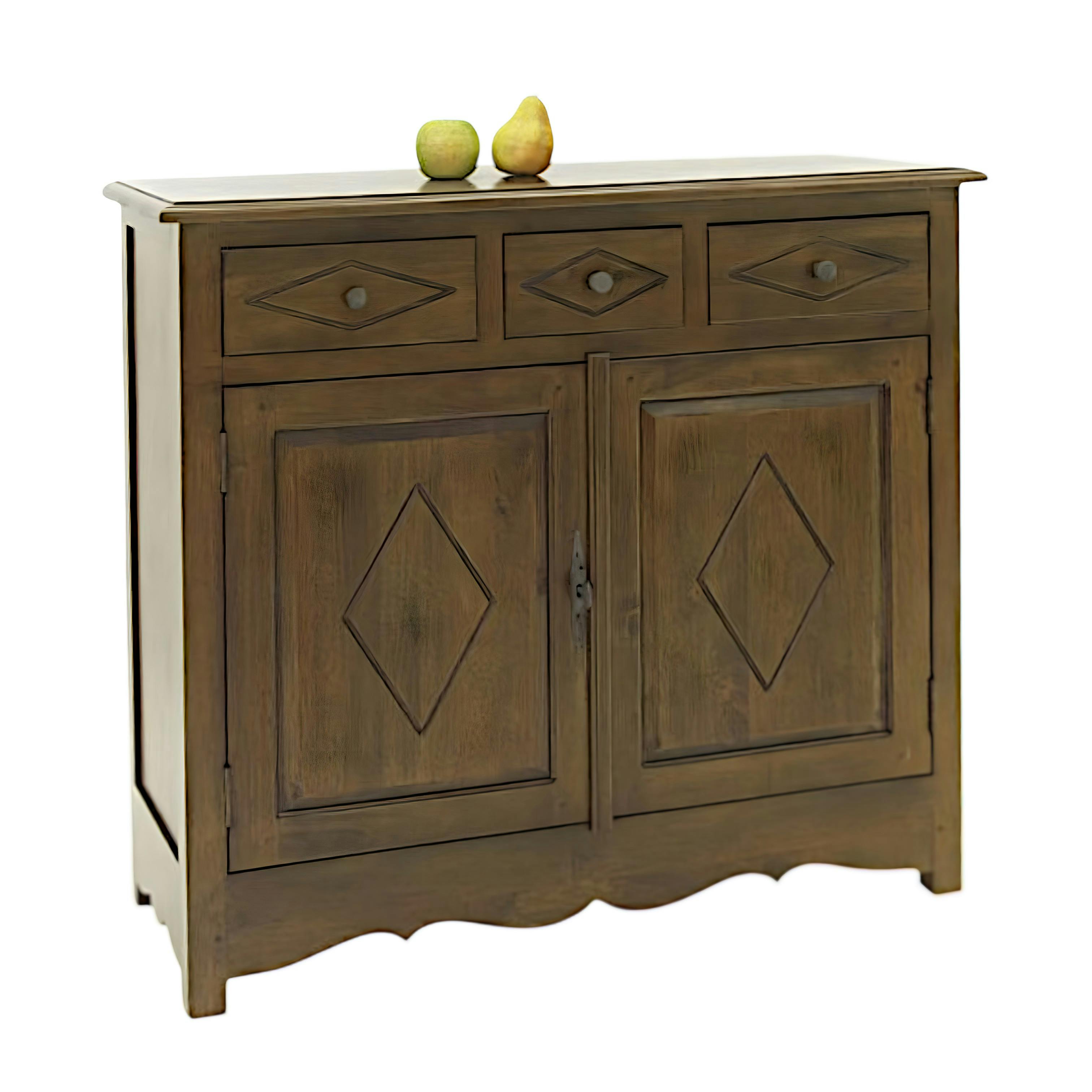 Buffet ancien 2 portes bois hévéa 100cm TRADITION