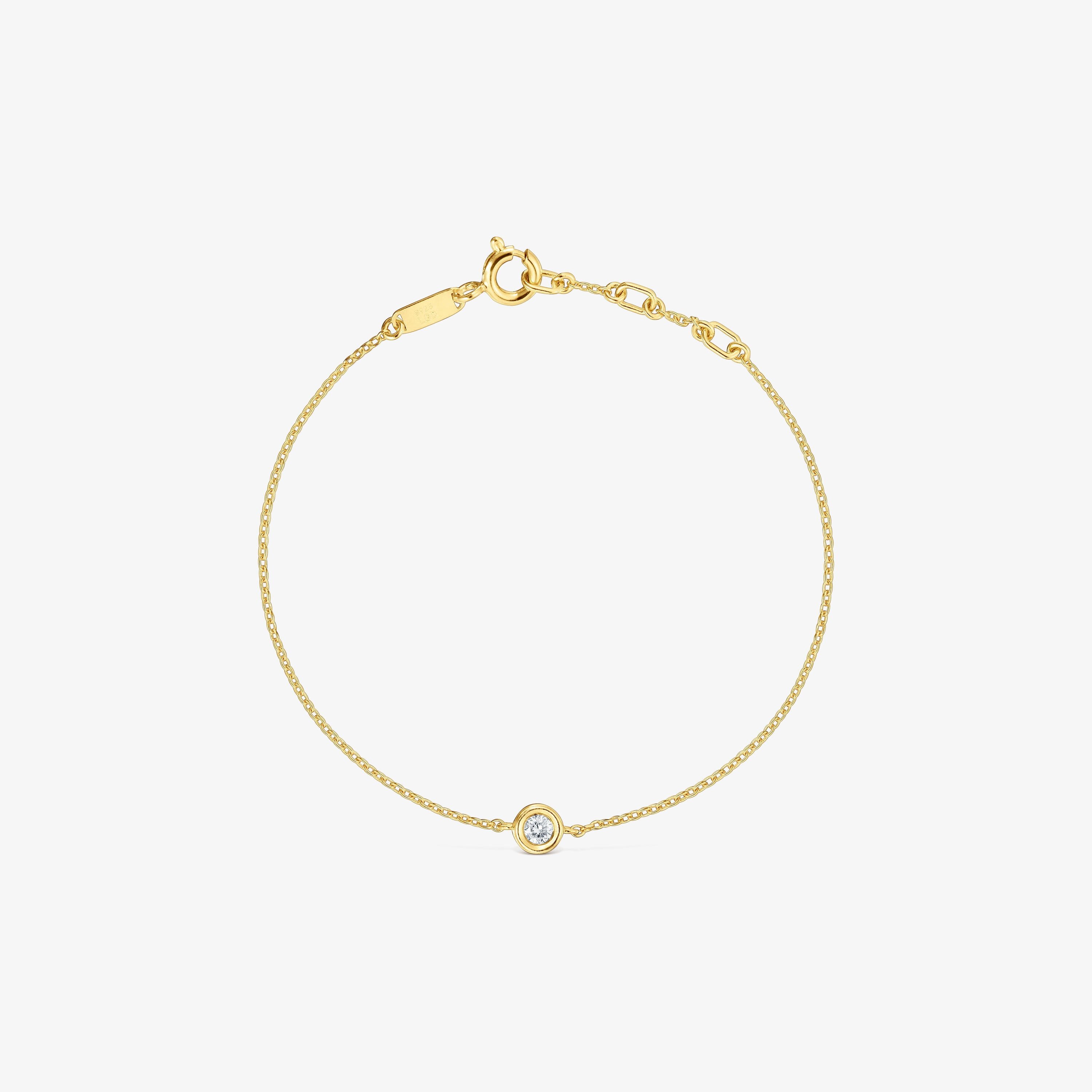 Pulsera cadena con baño de oro 18 kt sobre plata y diamante creado en laboratorio Line LGD