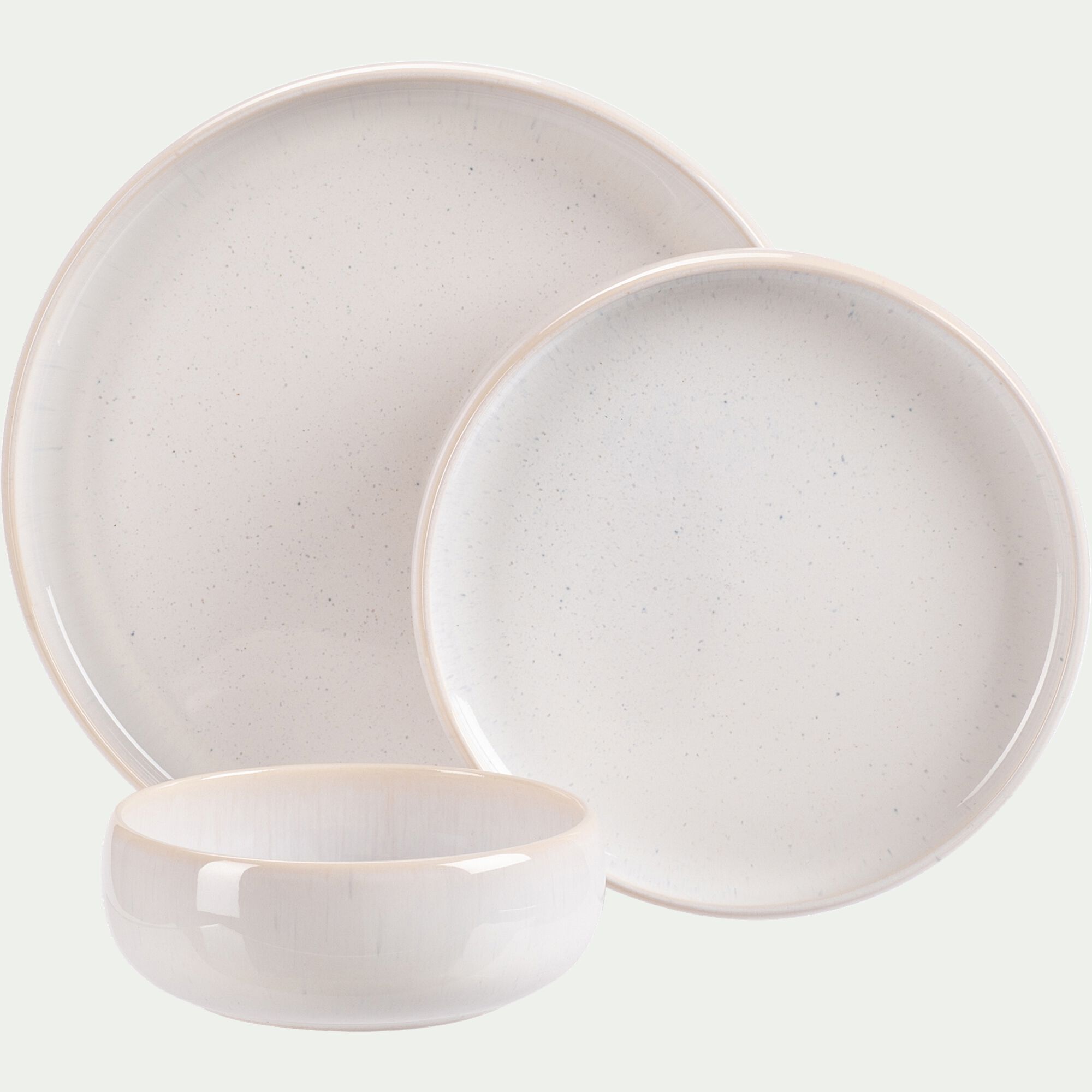 PITTA - Assiette plate en grès moucheté D26,5cm - blanc