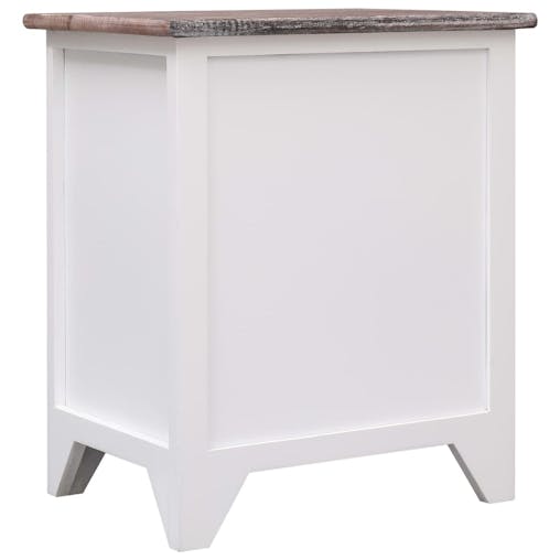 NNEVL Nightstand Brown and White 38x28x45 cm Paulownia Wood