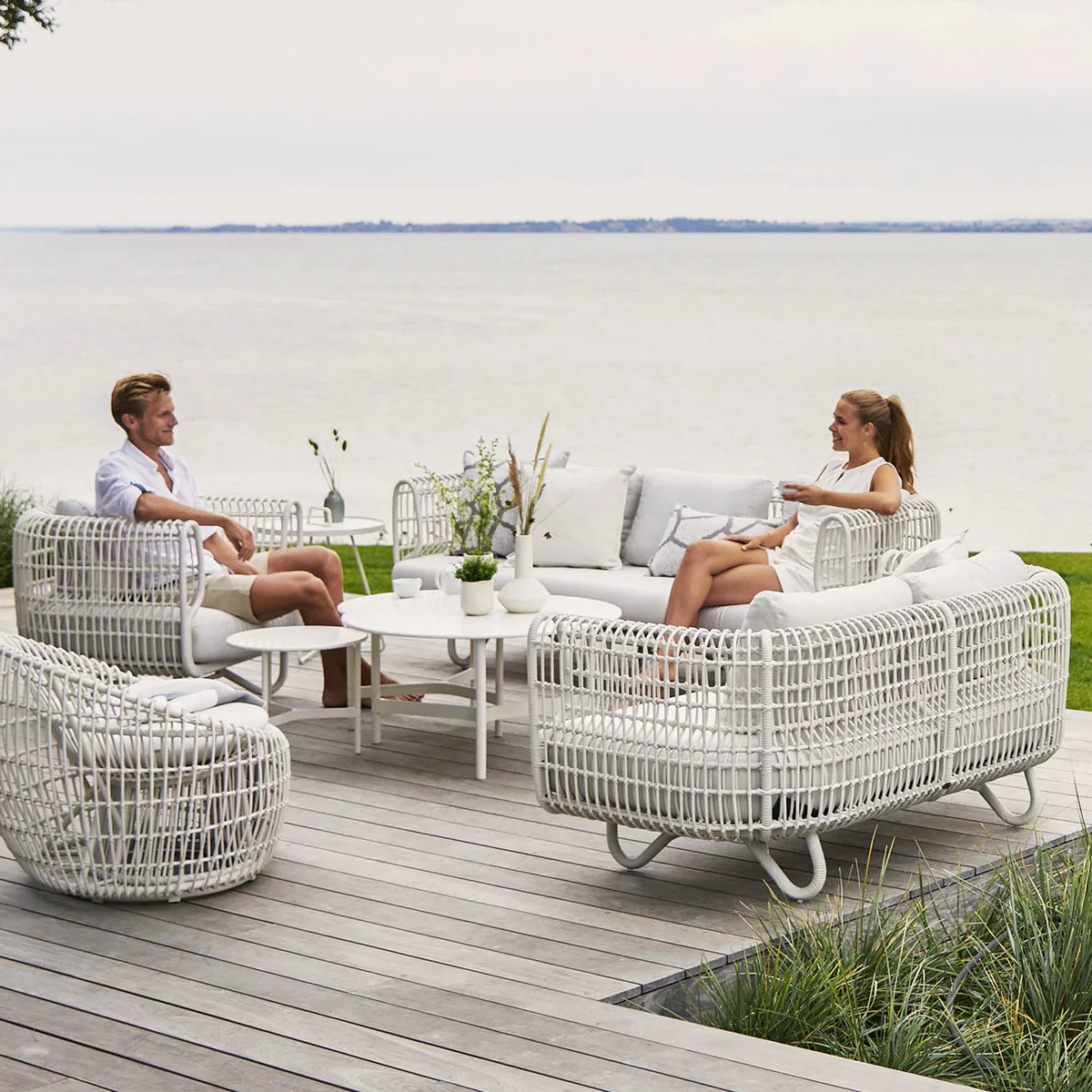 Cane-line - Nest 2-Sitzer Sofa Outdoor, natur / hellgrau