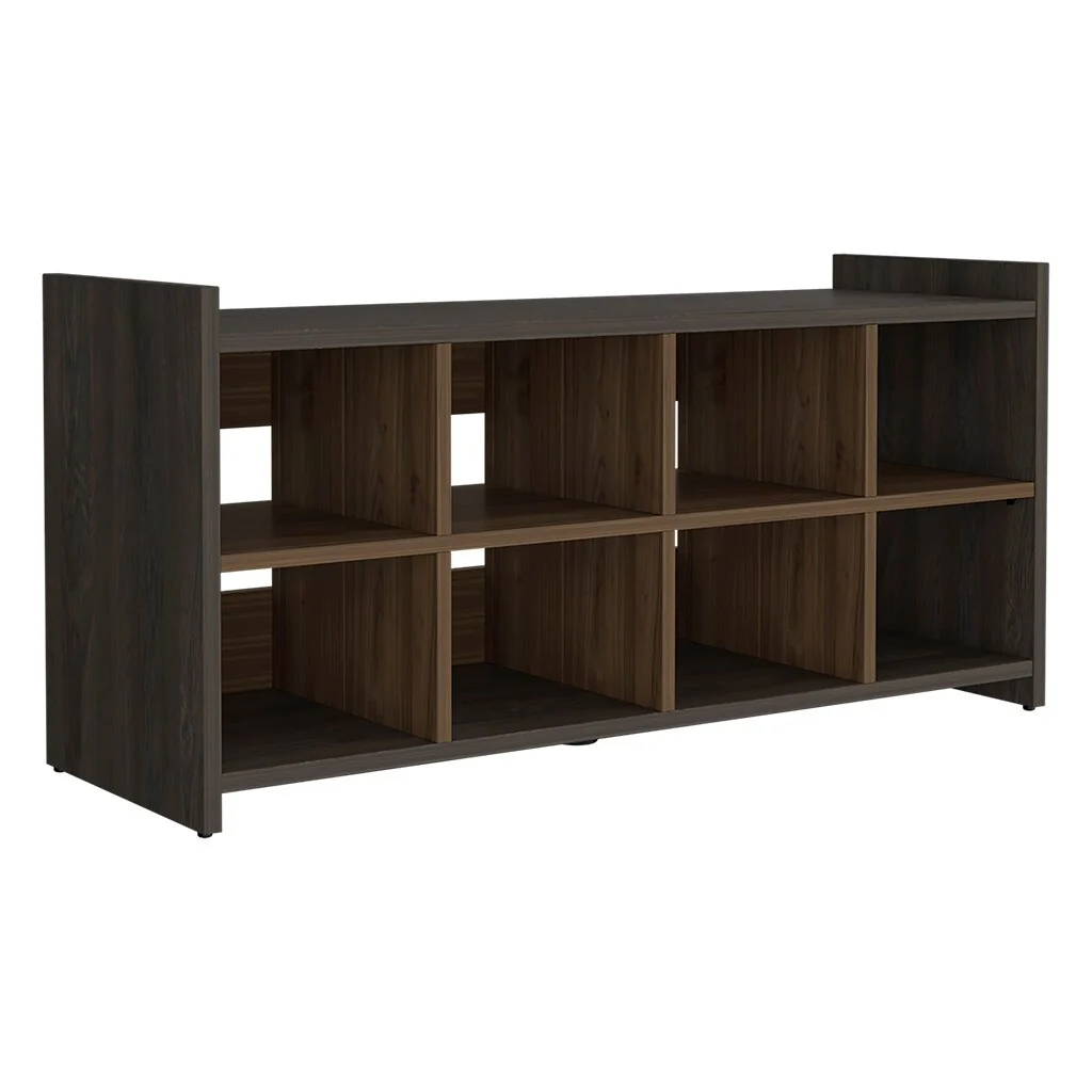 Shoe Rack, Eight Shoe Capacity, Carbon Espresso / Mahogany Finish