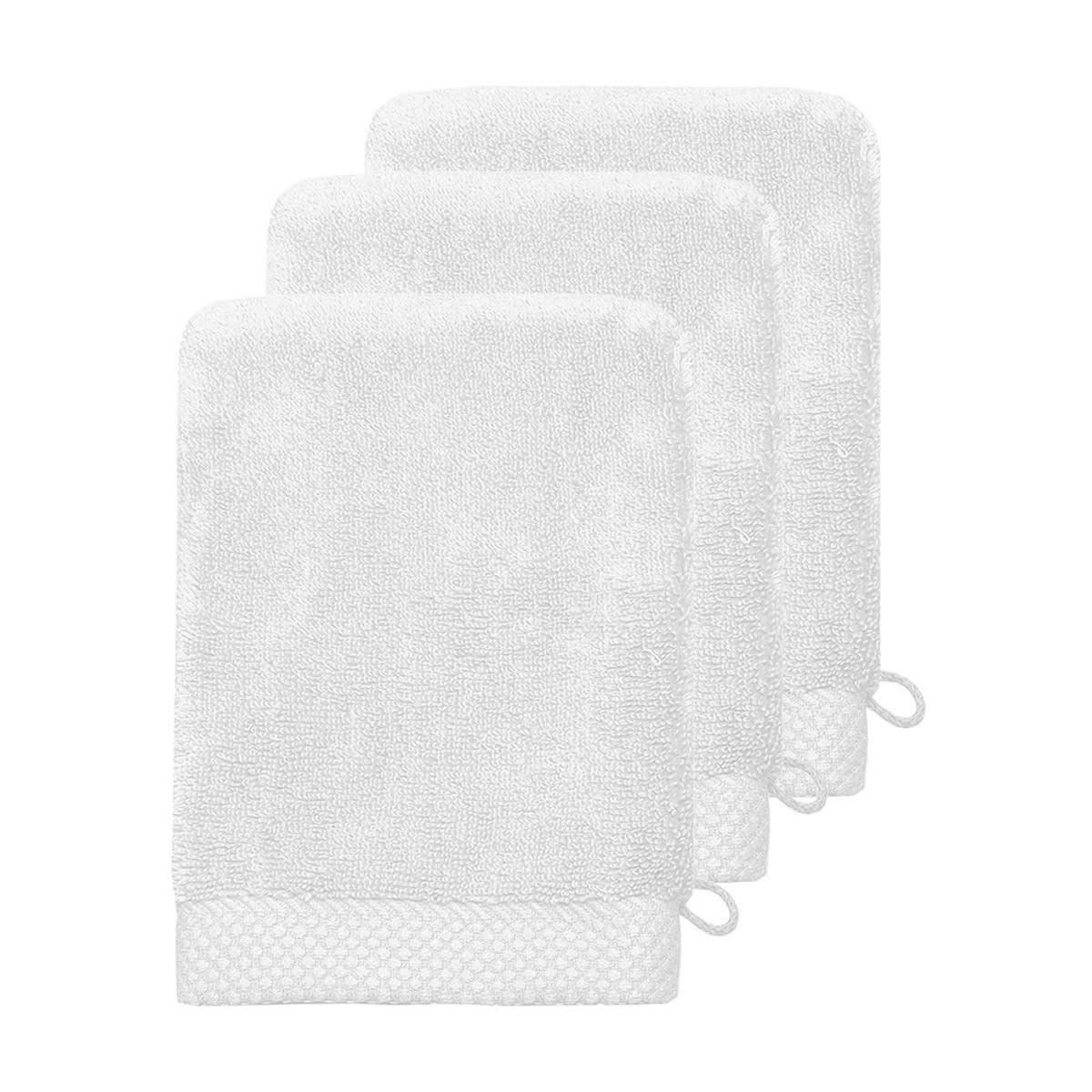 SENSOFT - 3 gants de toilette zéro twist 560gr/m²  blanc 16x22 cm