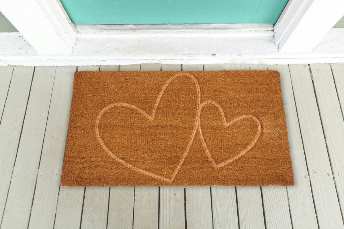 - Paillasson coco intérieur extérieur 75 x 45 cm coeurs thermocompressé