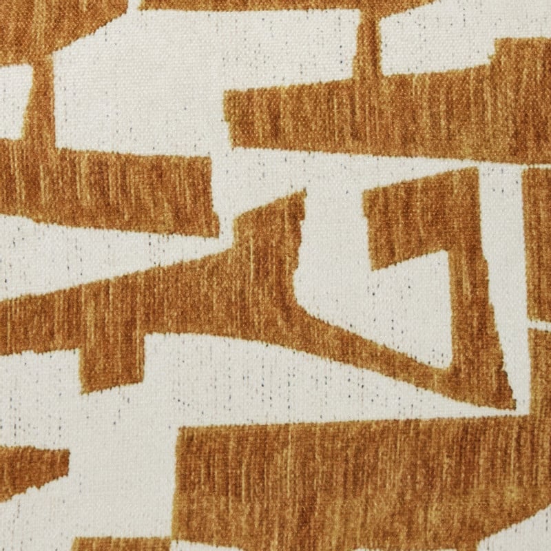 Poef grafisch - geel/beige - 37x37x36 cm