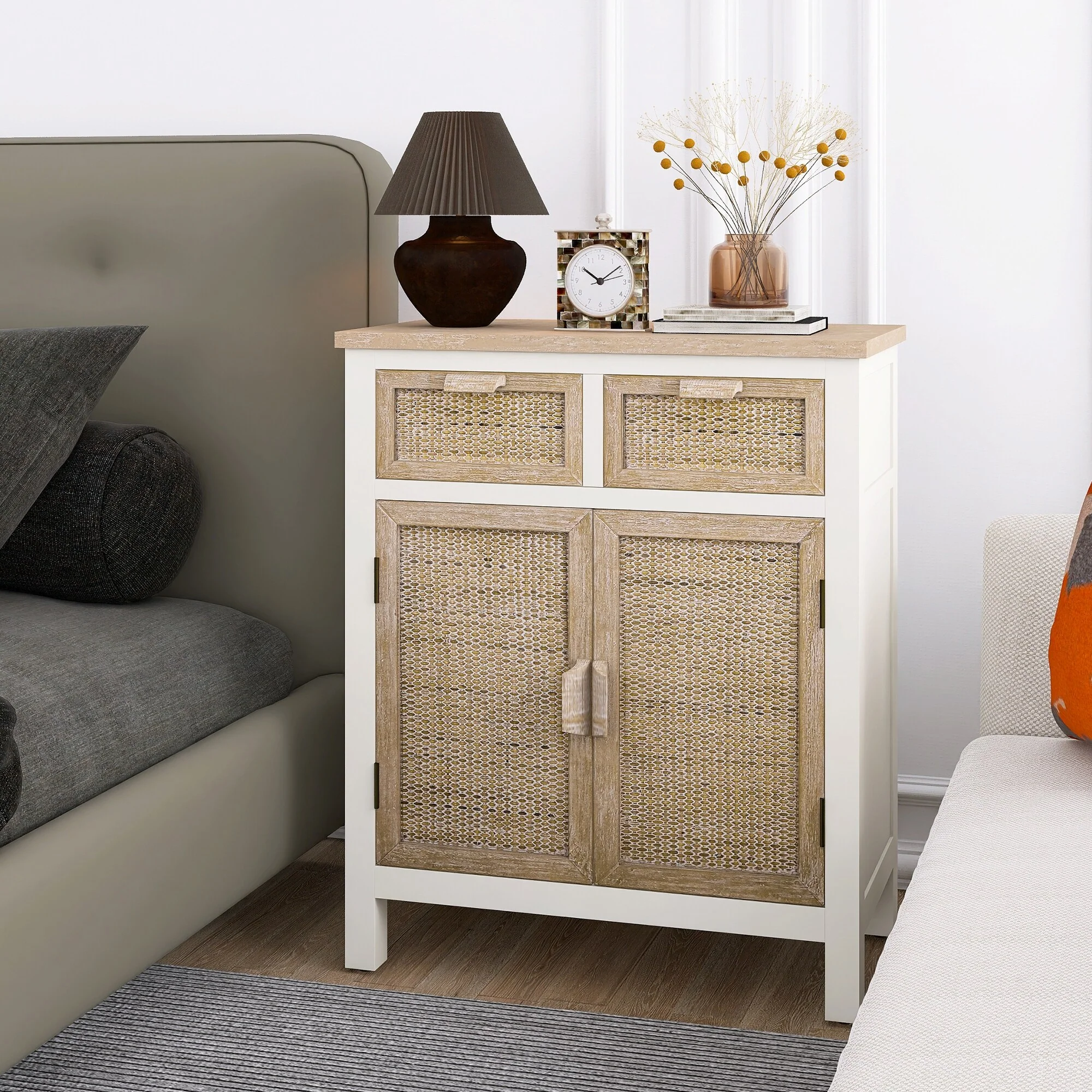 31 Tall Wood 2-door Accent Cabinet in Natural