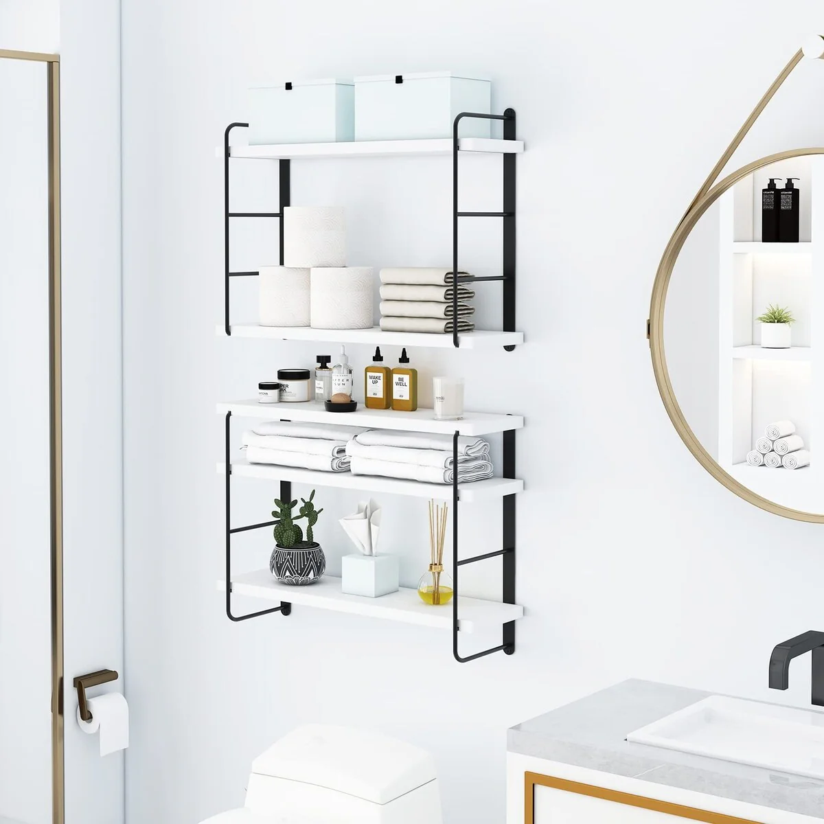 Wall Mounted Floating Shelves, Wall Shelves, Rustic Wall Decor Wood Shelves for Bedroom, Living Room