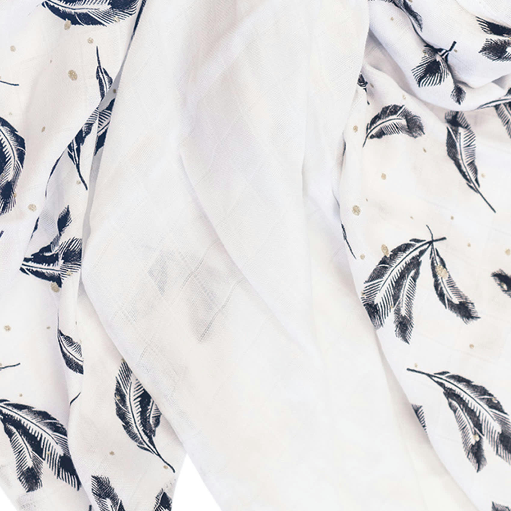 - Lot de 3 langes bébé Plumes et uni bambou Blanc 60x60