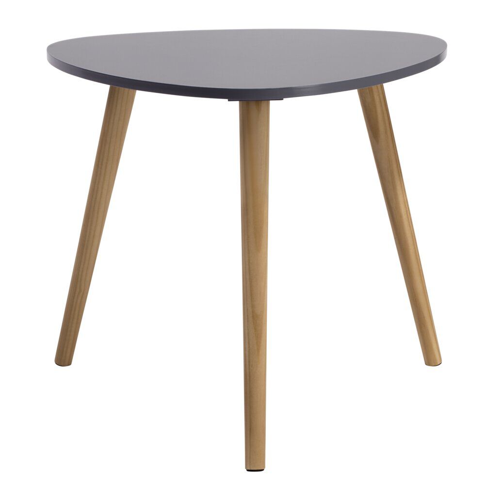 Bout de canapé table basse Joseph gris anthracite pieds pin Ø48xH42 cm