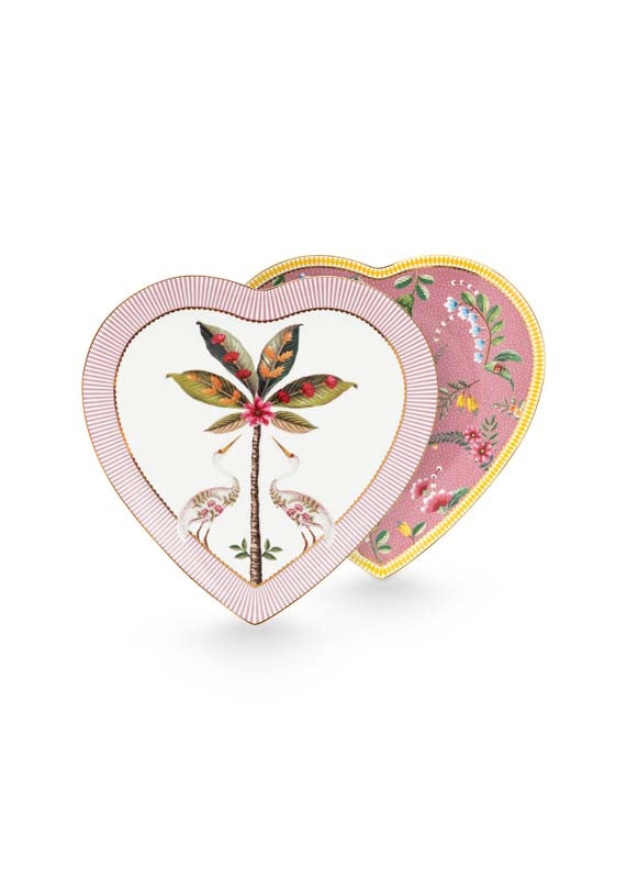 Pip Studio La Majorelle Hartvormige Borden - Servies - Set van 2 ontbijtborden - Roze - 21.5cm
