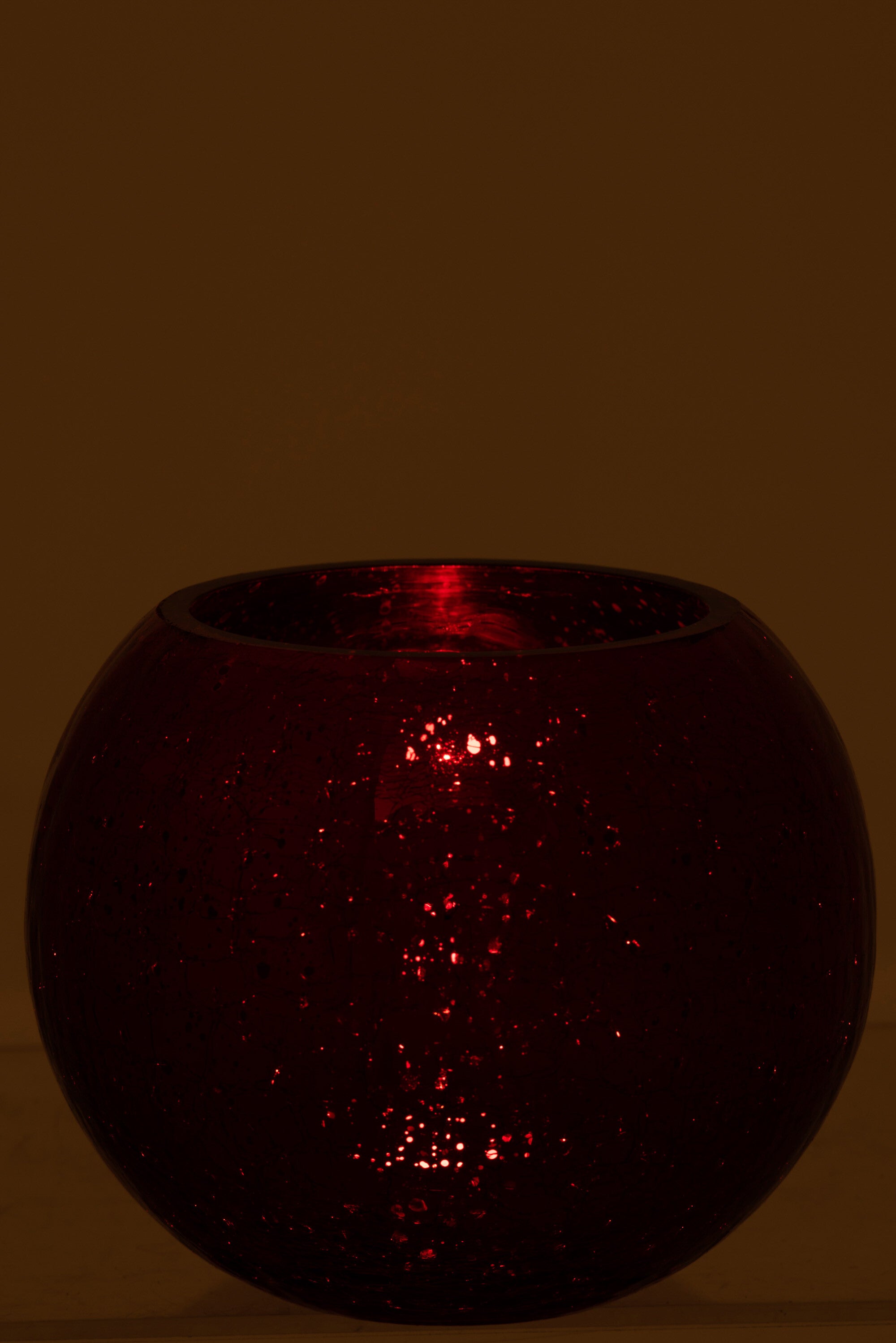 J-Line windlicht Bol Craquelé - glas - rood - large
