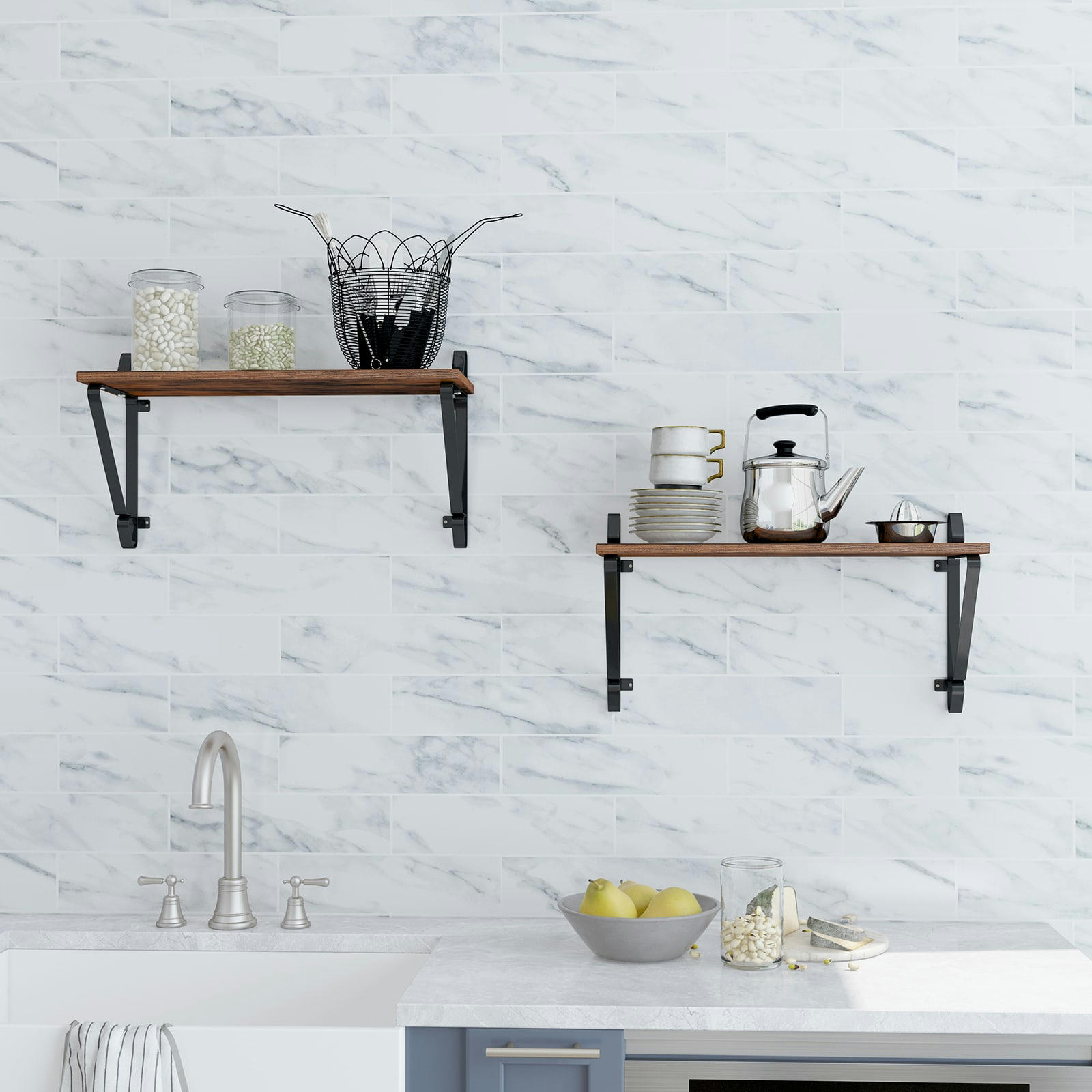 - Porte-manteau mural 5 crochets marron rustique et noir