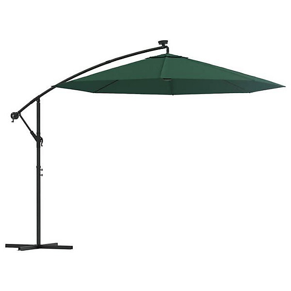 Parasol LED 300cm - VIDAXL - Poteau métal - Vert - Rond - Manuel