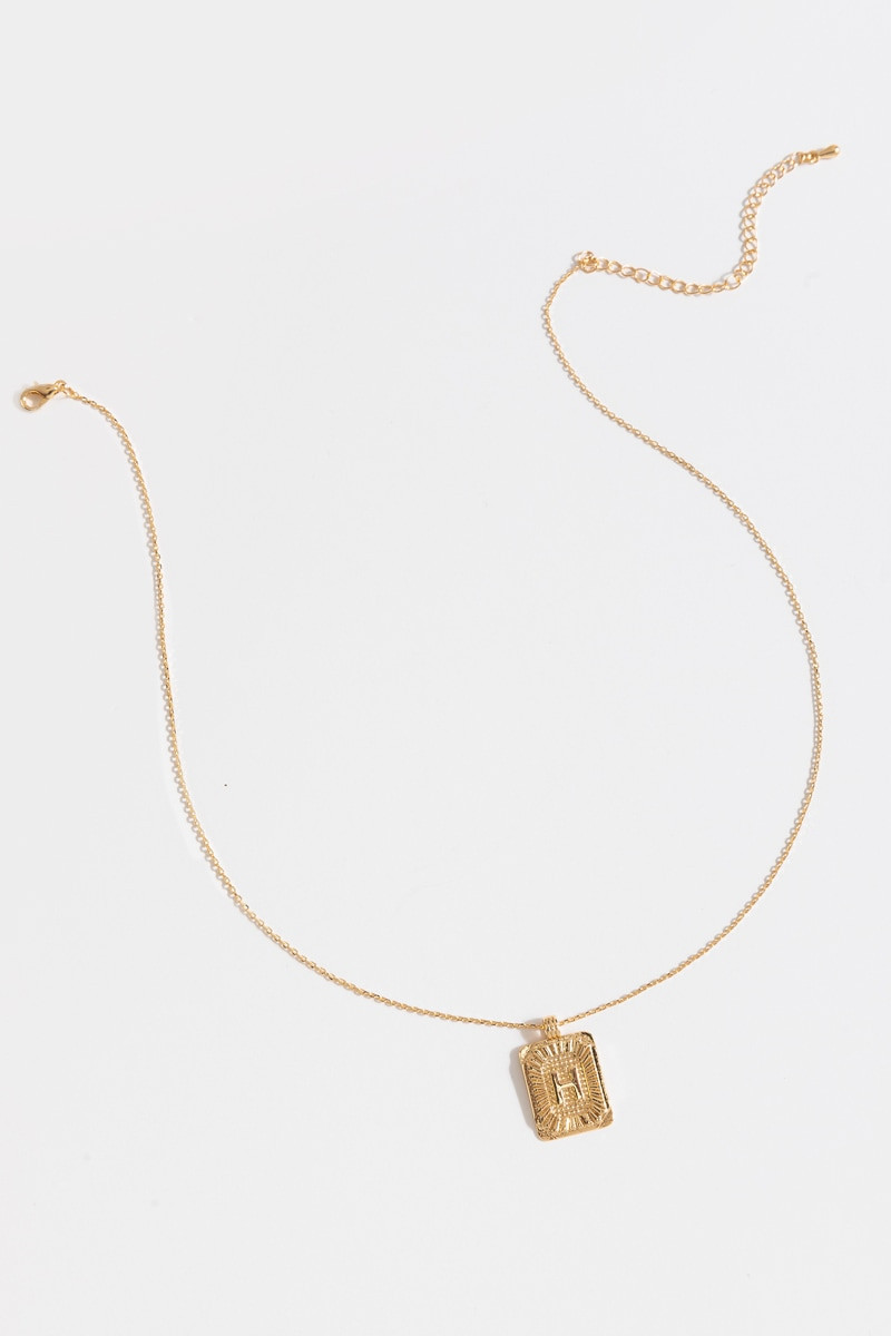 Initial ID Tag Pendant Necklace