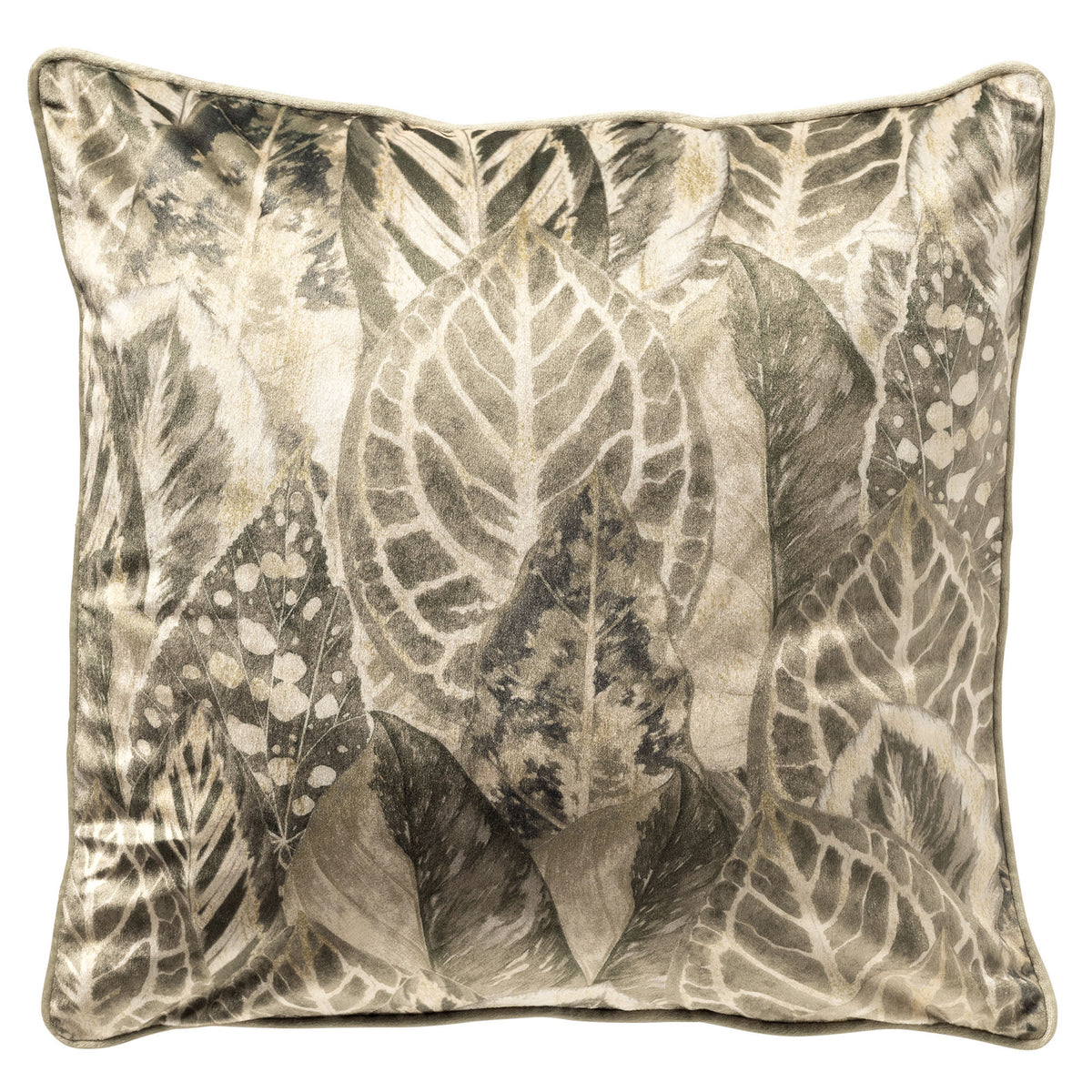RIKKE - sierkussen 45x45 cm - bladmotief - Sage Green - groen