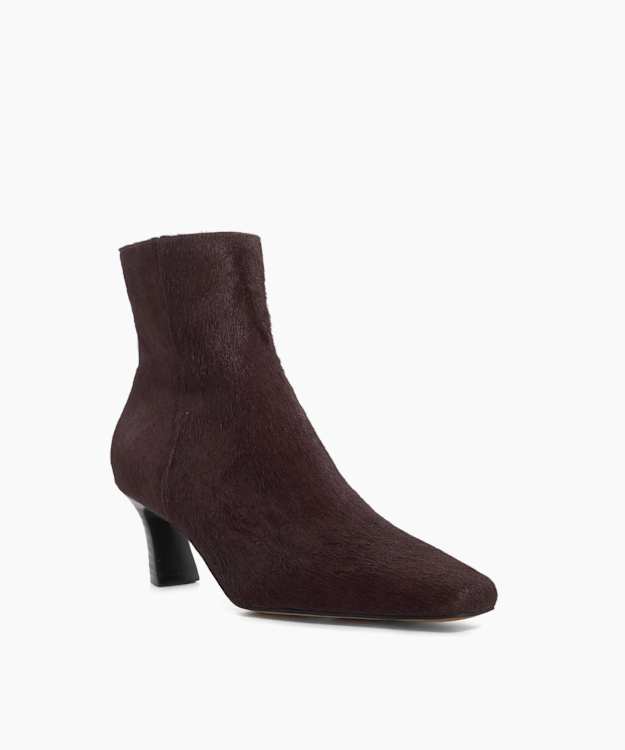 Overly Burgundy - Leather Block Heel Ankle Boots