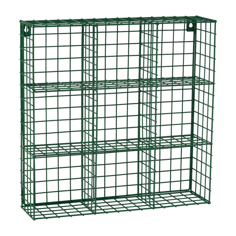 Wandrek wire 9 vakken - groen - 40x40x10 cm