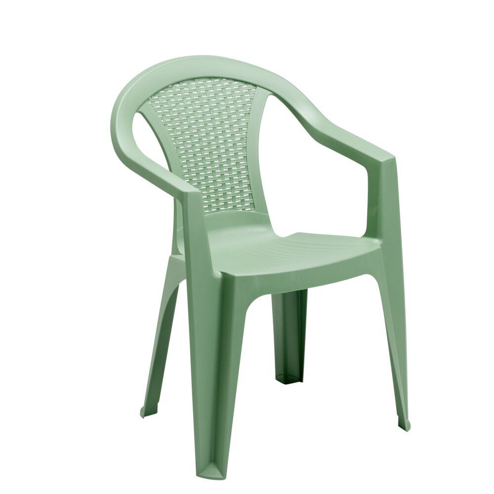 Fauteuil de jardin Viva monobloc plastique tressé vert 56x53xH80cm