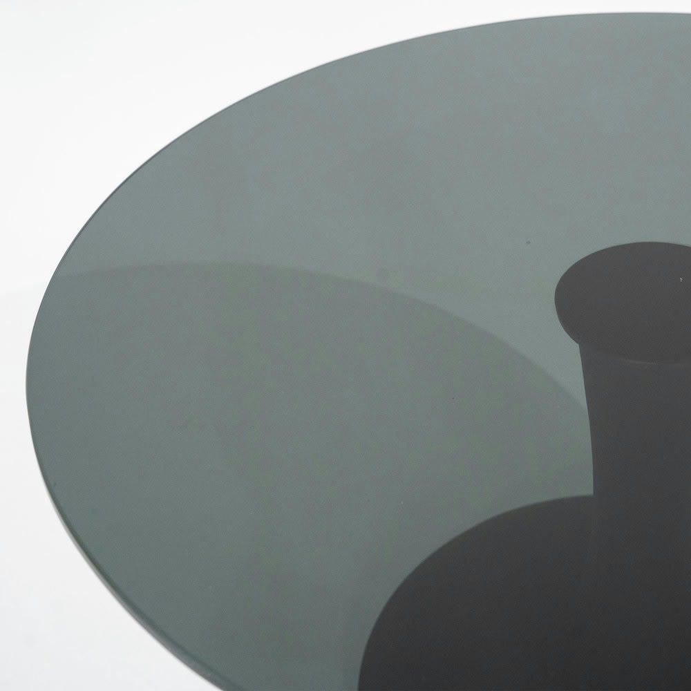 BOOGIE - Table basse ronde en verre et bois de manguier D70cm noir