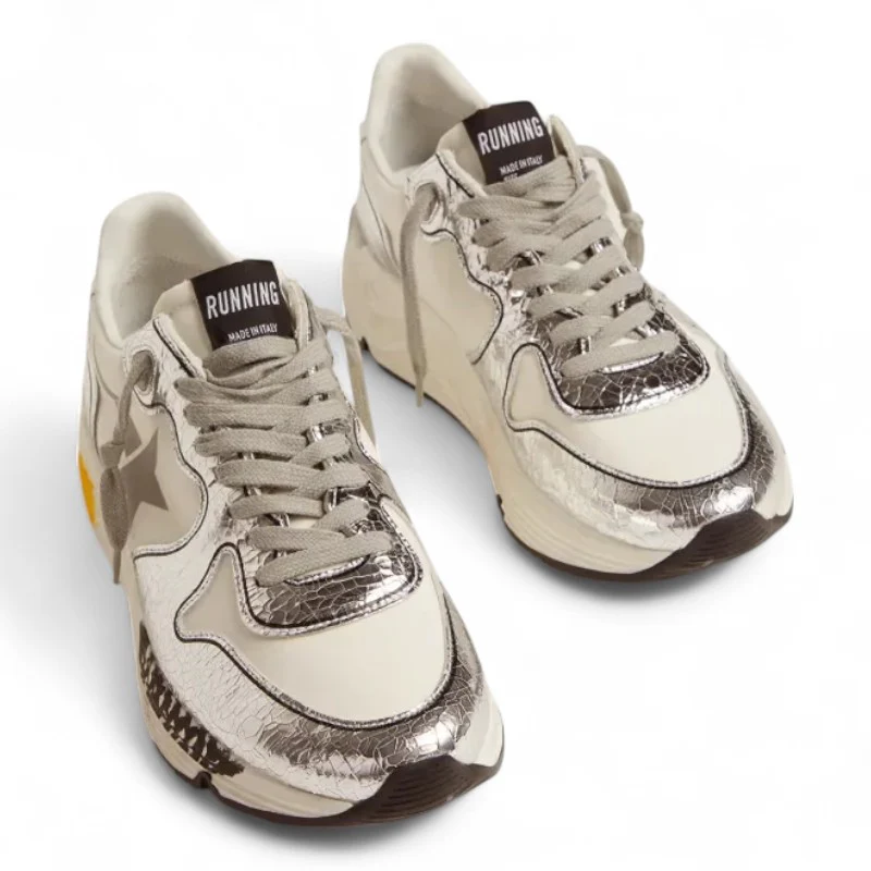 Silver and white Running Sole sneakers