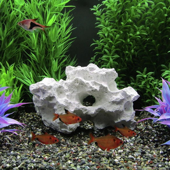 Aquariendekoration, Sansibar Kunstfels, Medium, Polyresin, weiß