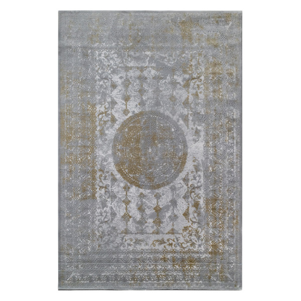 Dywan AKRYL VALENCIA 2328 ORNAMENT jasnoszary / musztarda 80x150 cm