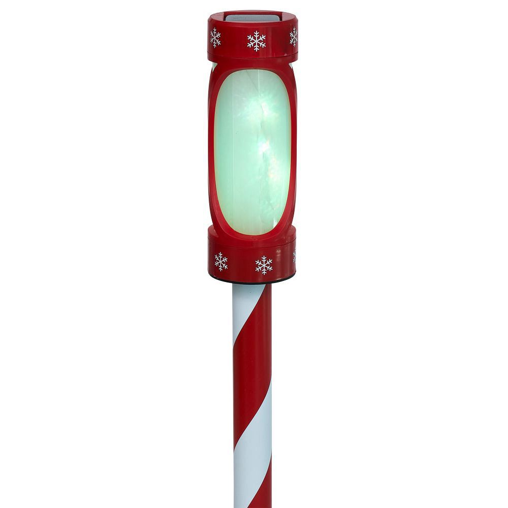 Borne solaire rouge et blanche 10LED couleurs changeantes H100cm