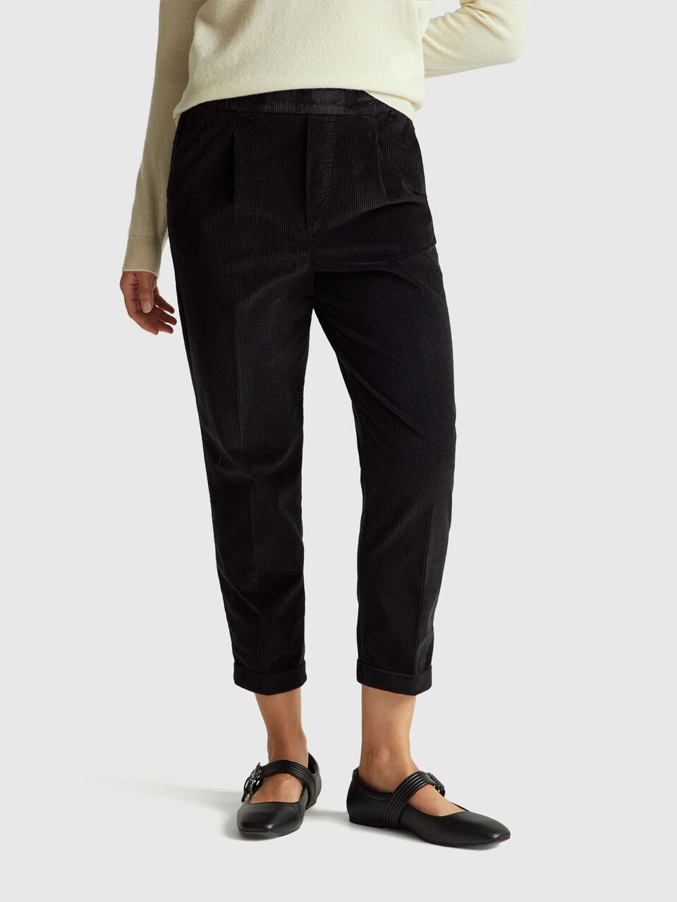 Chinos in velvet with stretch waist
