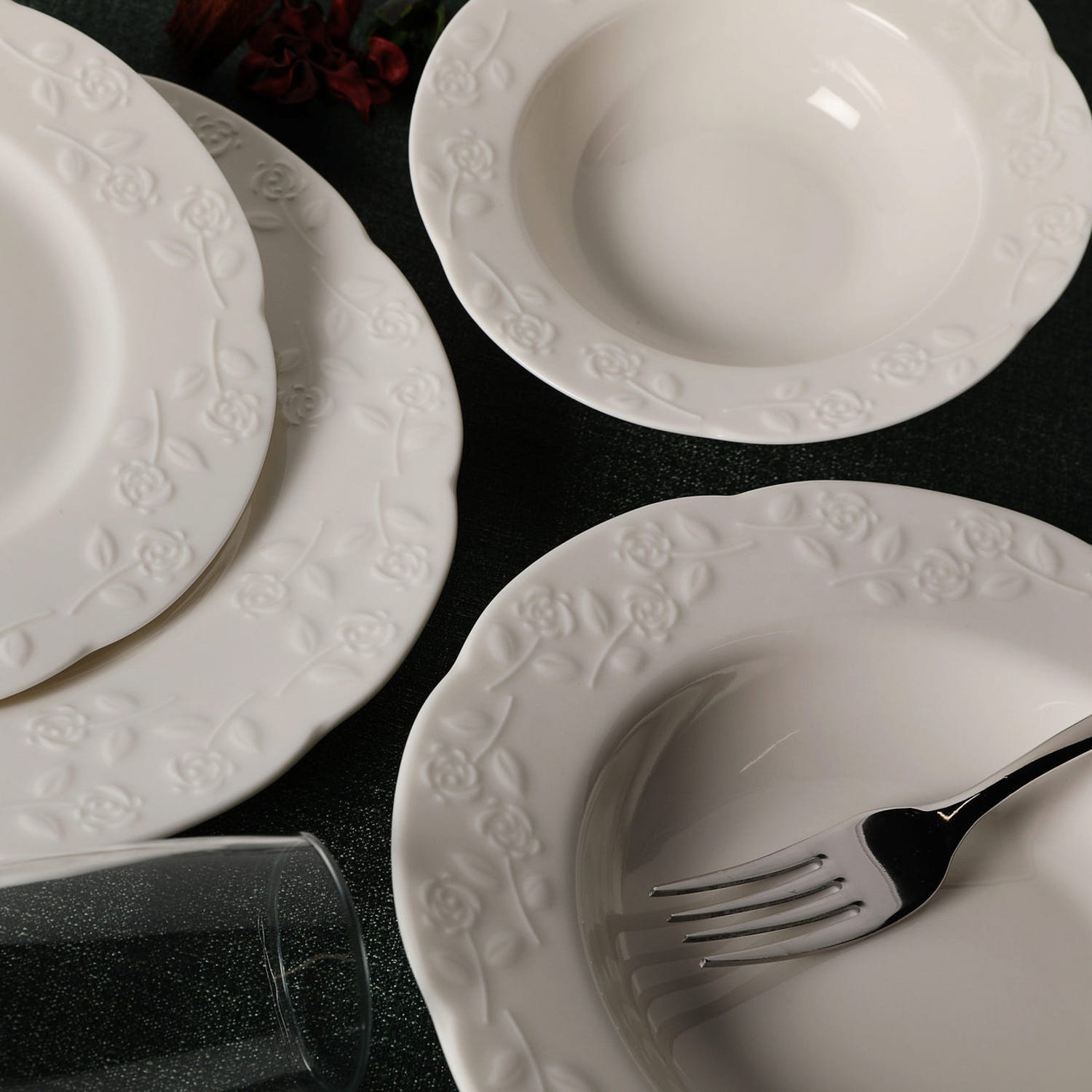 Set 24 piatti white flower
