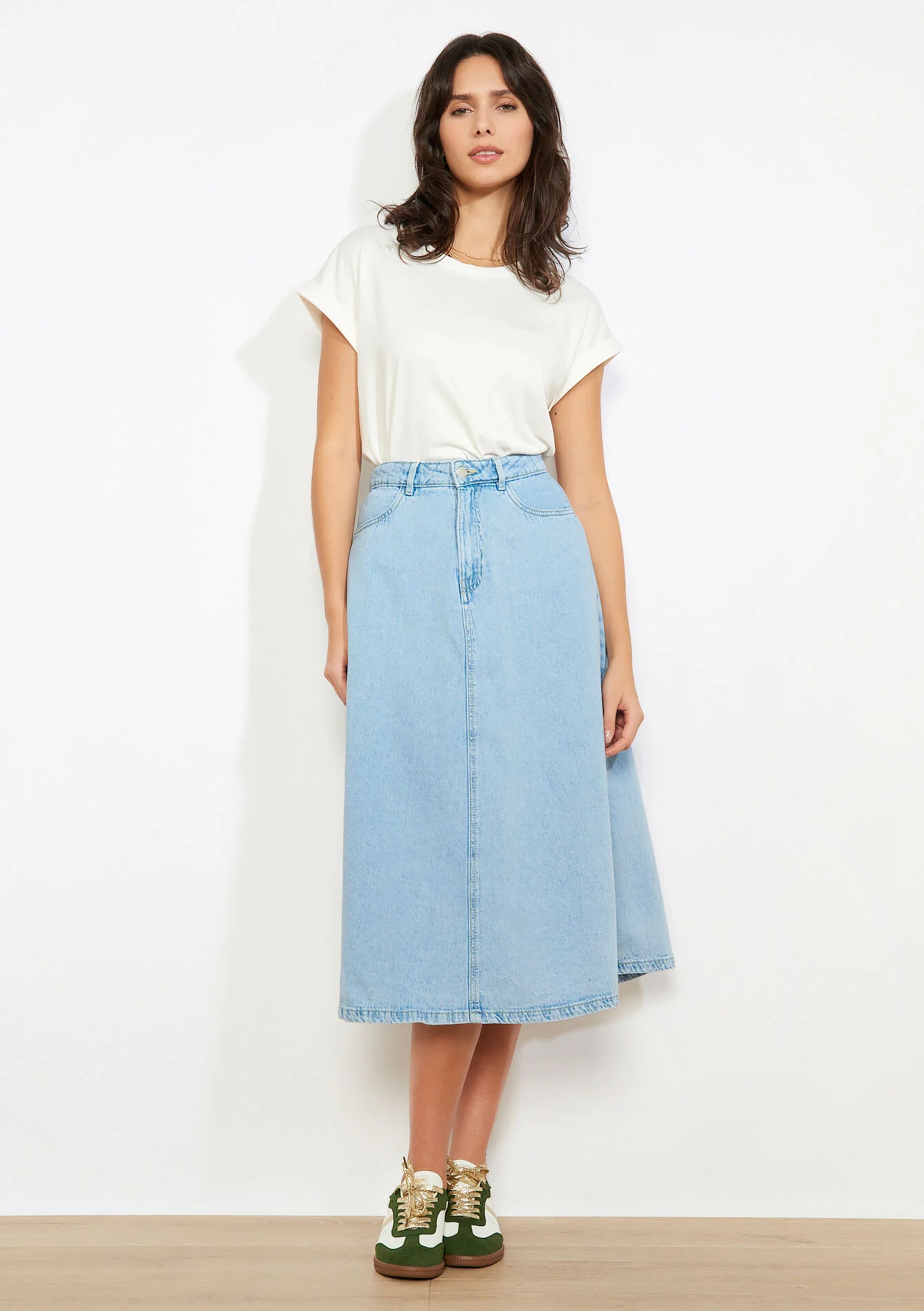 Denim midi-rok