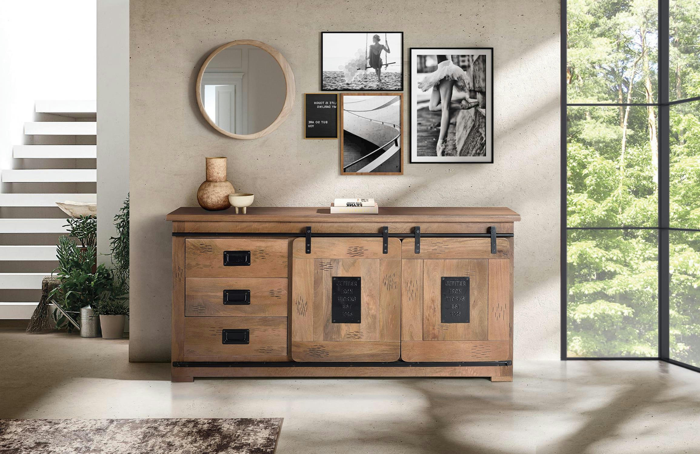 - Buffet en bois de manguier et métal