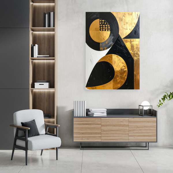 Obraz do salonu sypialni biura loftu, Abstrakcja kształty czarny 20x30