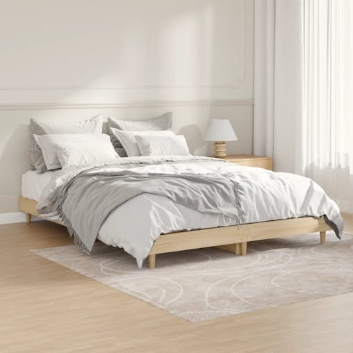 NNEVL Bed Frame Sonoma Oak 137x187 cm Double Engineered Wood