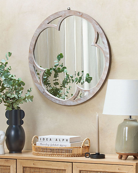 Miroir MONCLOVA 60 cm 60 cm Bois de sapin Marron clair