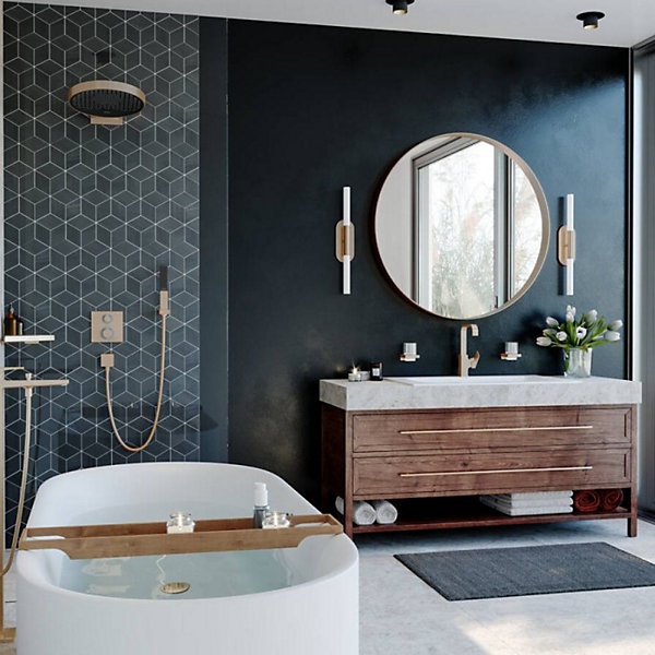 HANSGROHE Façade pour mitigeur thermostatique encastré Ecostat Square avec robinet d'arrêt et inverseur blanc mat