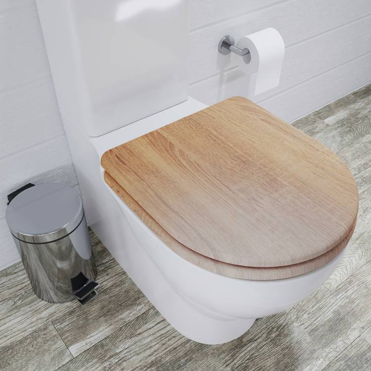 Croydex Levico Slow Close D Shaped Toilet Seat - Oak
